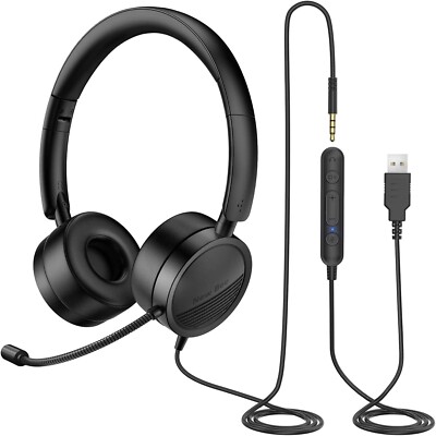 Kopfhörer mit Mikrofon, kabelgebunden Computer Business Headset mit Mikrofon, 3,5 mm Klinke