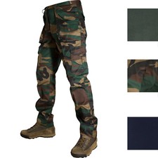Pantalone Uomo Tasconi Cargo Multitasche Mimetico Verde Militare Caccia Pesca 
