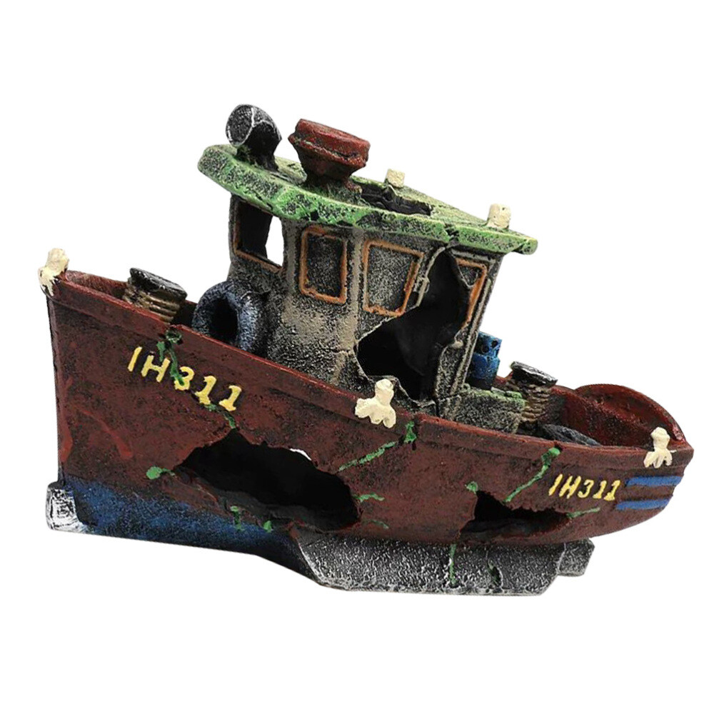 Shipwreck Fish Tank Decoration Car Boat Fishing Aquarium Bowl