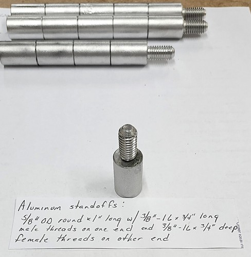 Aluminum standoffs: 5/8"OD x 3/8" long w/ 3/8"-16 x 3/4" long male threads and.. - Picture 3 of 3