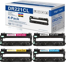 Juego de unidad de batería compatible de repuesto Brother DR221CL negro cian magenta amarillo