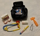 1987 Fisher Price Medical Kit Playset Dr/Nurse Black Bag w/Accessories Vintage