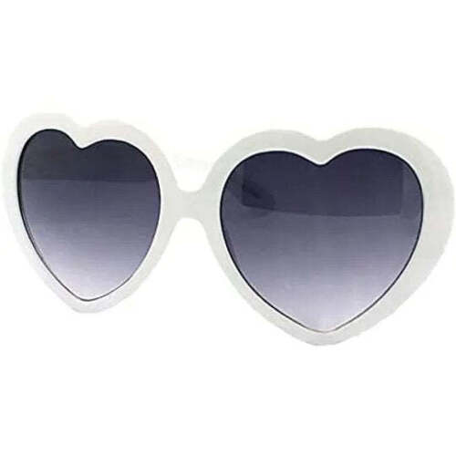 Women Heart Shaped goth Sunglasses Plastic Frame WHITE lense Eye Glasses UK - Afbeelding 1 van 4