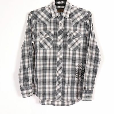 Epic Threads Mens Black Plaid Embroidered Snap Western Shirt Small E314