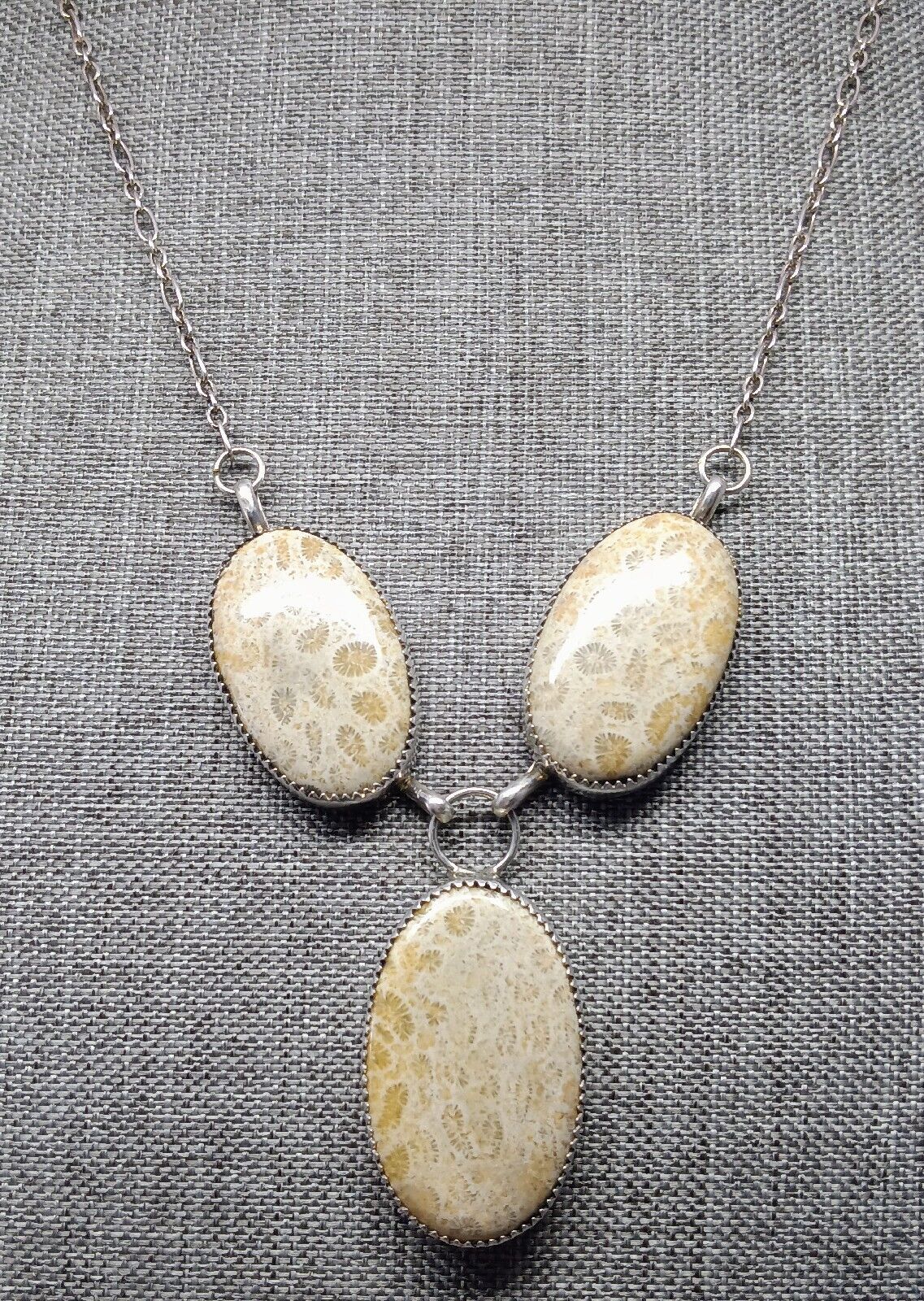 Sterling Silver Fossil Coral Gemstone Handmade Pe… - image 4