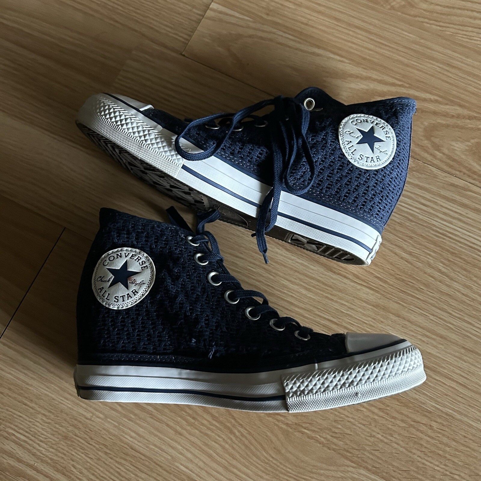 Converse All Star Lux Blue Hidden Wedge Sneakers Womens Size 8-image