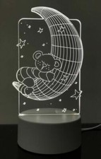 3D Teddy Bear Moon Illusion Visual Night Light LED Desk Lamp Decorative Gifts