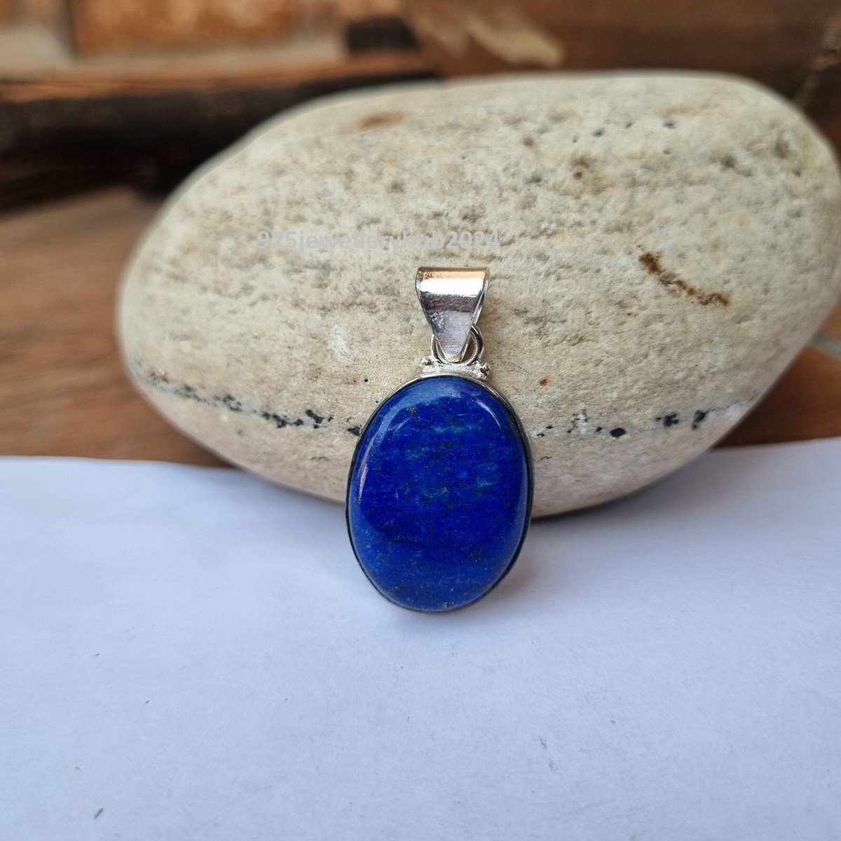 LAPIS＊LAZULIページです❣️ Beauteous Lapis Lazuli Gemstone 925 Sterling Silver Handmade Gift
