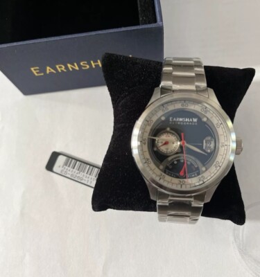 NWT Thomas Earnshaw Men s Watch Dual Time Retrograde Classic Black  ES-8269-11