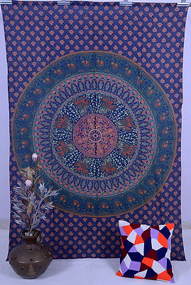 Indian Elephant Tapestry Wall Hanging Mandala Tapestries Twin Bedspread ...