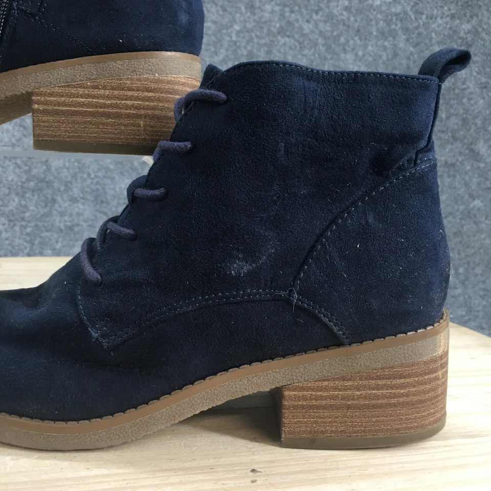 Botas Style And Co para mujer 7,5 M Rizio cremallera con cordones botín al tobillo tacones de tela azul Foto 3 de 4