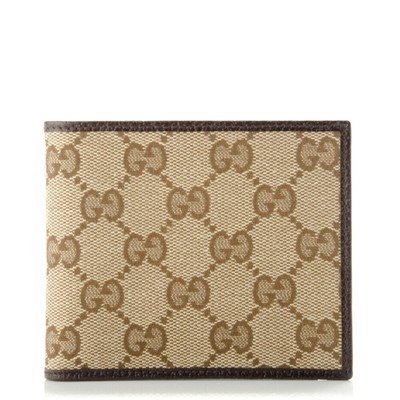 Gucci NEW Men's GG Supreme Monogram Canvas & Leather Bi-Fold Wallet