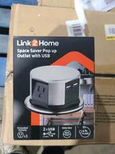 Link2Home EM-PU-100E Space Saver Pop Up Power Outlet - Black