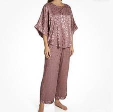 NWT NATORI DECADENCE KIMONO PAJAMA SET IN MAUVE LEOPARD SIZE SMALL