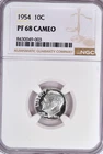 1954 Roosevelt Dime Proof NGC PF 68 CAMEO PR 68 CAM Frosty Silver Coin 10C