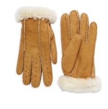 NWT UGG Australian Chestnut Perforated Shearling Gloves, Sz.S; M; Ret. 155.00