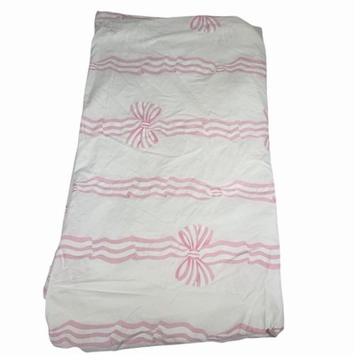 Vintage Yves Delorme Paris Jubilee ribbon bow motifs Pink Full Size Fitted Sheet