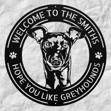 Personalized Greyhound Metal Sign Custom Dog Decor for Home or Pet Lovers Gift