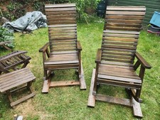 Pepe Garden Furniture Single Wooden Garden Rocking Chairs Seats 62cm Wide x 2