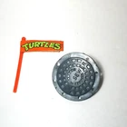 Vtg TMNT 1988 Cheapskate Orange Flagpole w/ Sticker & City Sewer Shield