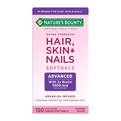 Natures Bounty Advanced Hair Skin Nails Argan Vitamin Biotin Hyaluronic 150