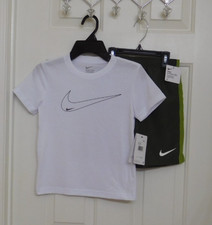 NWT 2pc Nike White Olive Logo Shirt Olive Shorts Set sz 6