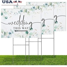 Double-Sided Wedding Signs Waterproof Decor Easy Install Stakes Guide Guests New