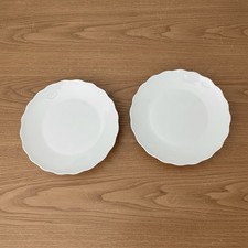 NICOLE MILLER LOTUS 11" White Scalloped Bone China Dinner Plate Set Of 2