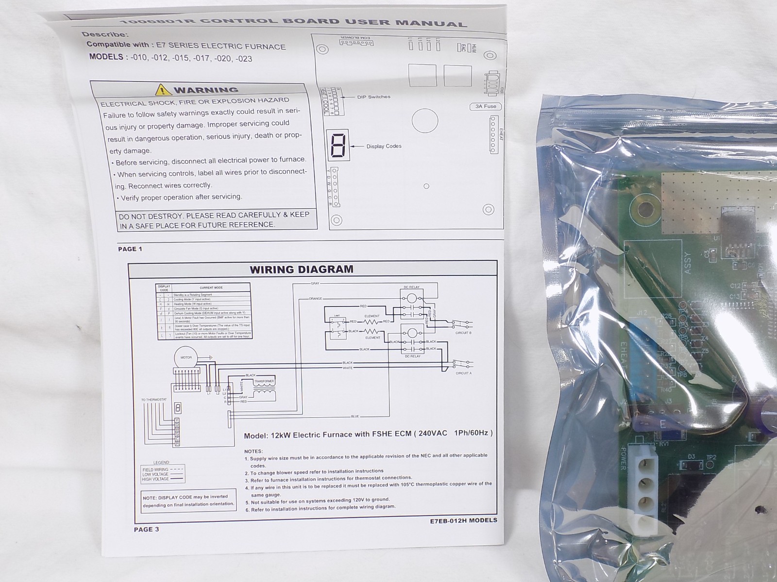 1006801R Control Board For Nordyne Intertherm Revolv Miller E7/B6BM/B6EM Series