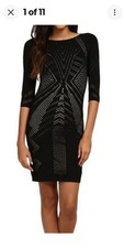 Calvin Klein Black Laser Cut Out Bodycon Black Size XL Women's Dress NWT