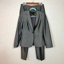 John Meyer 2-Piece Suit Set Womens 10 Gray Peak Lapel Collar One-Button Business