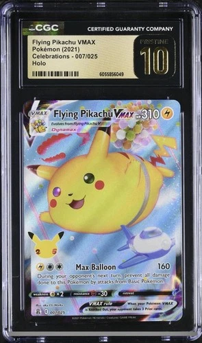 CGC 10 Pristine FLYING PIKACHU VMAX 007/025 Pokemon Celebrations 2021!