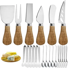 Charcuterie Board Accessories Set - Stainless Steel Spreader Knives with Wooden