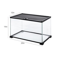 15 Gallon Glass Reptile Tank Medium Terrarium Top Ventilation Feed Gecko Cage