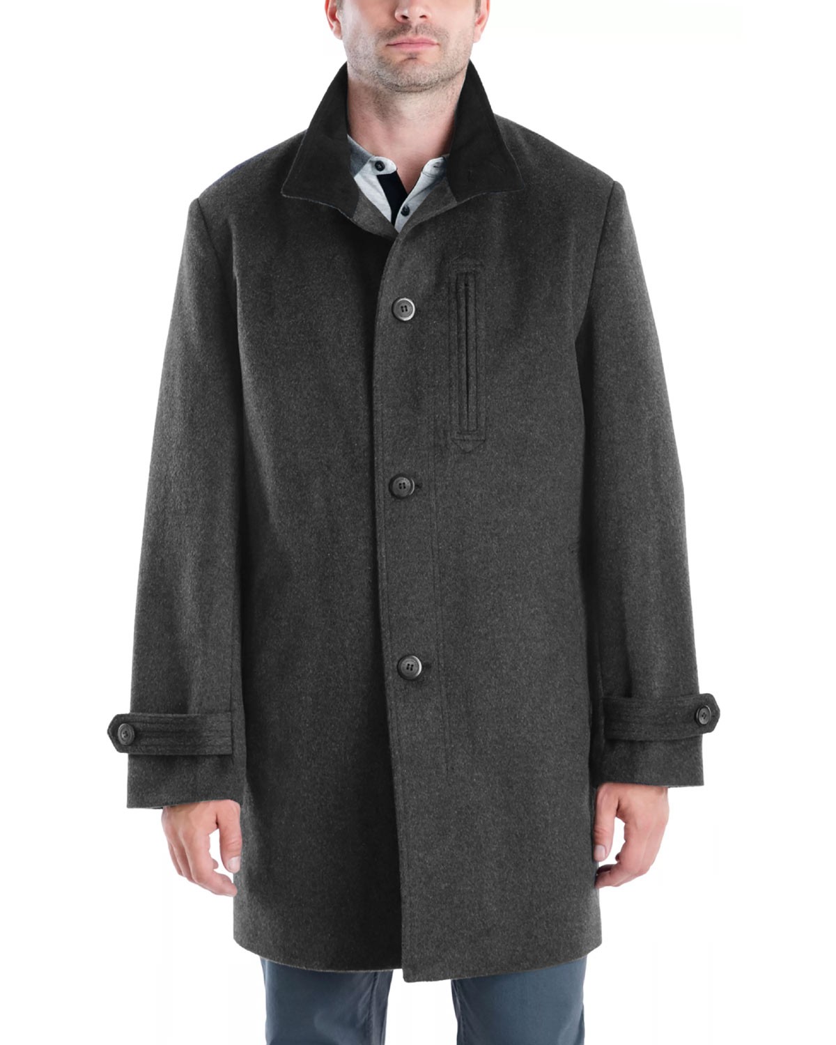 Фирменное мужское шерстяное пальто Clark из смеси шерсти London Fog 36 короткое цвета древесного угля 13790₽