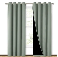 NICETOWN 100% Blackout Window Curtains, Greyish Green, 52"x84"L