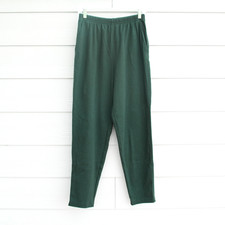 Lands End Women's M 100 Cotton Tapered Leg Sweatpants w/Pockets Hunter Green