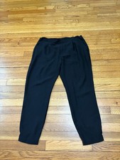 Uniqlo Womens Dress Pants Size Large Black Tapered Fit Elastic Waist Career