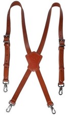Top-Grain Buffalo Leather Suspenders, Vintage Suspenders, Brown Leather