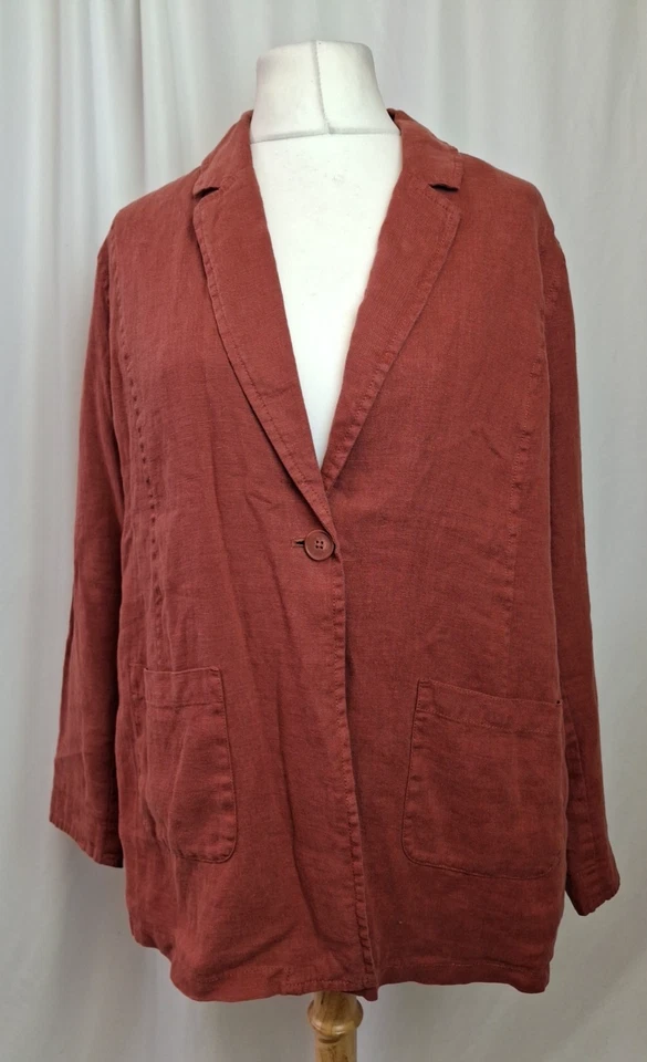 SEASALT Women's Coast Light Blazer Jacket Red Kelp Linen UK16 Casual E4317 - Image 2 of 4
