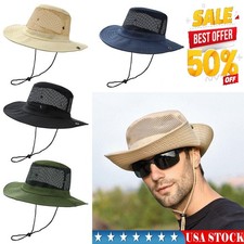 UPF 50 Men's Sun Hat Outdoor Mesh Visor Wide-brimmed UV Protection Hiking Hat