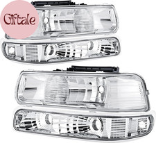 Headlights Assembly Compatible with 99-02 Chevy Silverado / 00-06 Tahoe Suburban