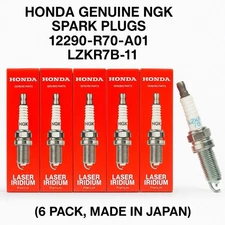 Honda Genuine NGK Spark Plugs 12290-R70-A01 LZKR7B-11 (6 Pack, Made in Japan)