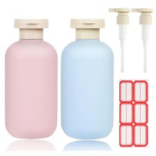 2 PCS Travel Shampoo Conditioner Pump Dispenser Bottles 6.8oz BPA Free Wash
