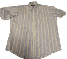 Manhattan Button Down Shirt Men's L Wrinkle Free Vintage Stripe Collared