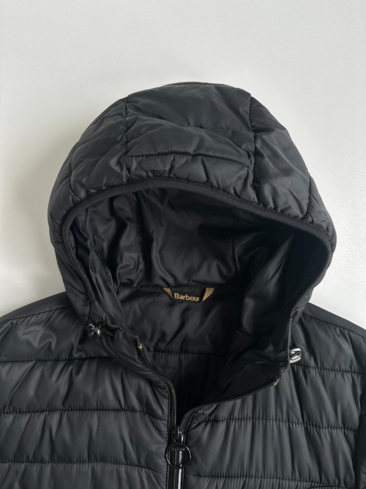 Barbour International Ouston Hooded Quilted Jacket Black Mens Size Small S image 2