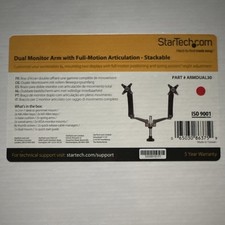 StarTech.com ARMDUAL30 Dual Monitor Desk Mount Arm 30" VESA Full Motion Black