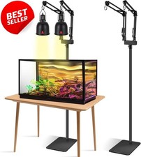 Dual Reptile Lamp Stand Adjustable Flexible Brackets Heat Light Fixture US