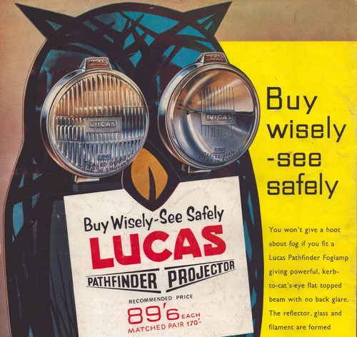 Joseph Lucas Pathfinder Birmingham England Owl Vintage Print Ad 1965 London News