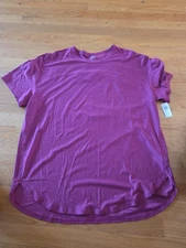 Old Navy Active Womans M Medium Open Back Solid Purple Athletic T Shirt